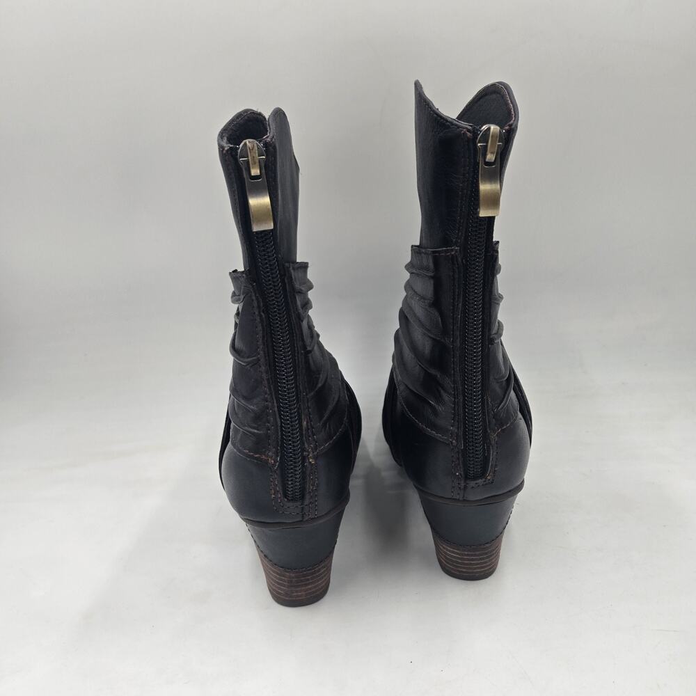 L'Artiste Spring Step Black Leather Lace Up Block Heel Ankle Boots Sz 39 US 8.5 - Picture 4 of 8